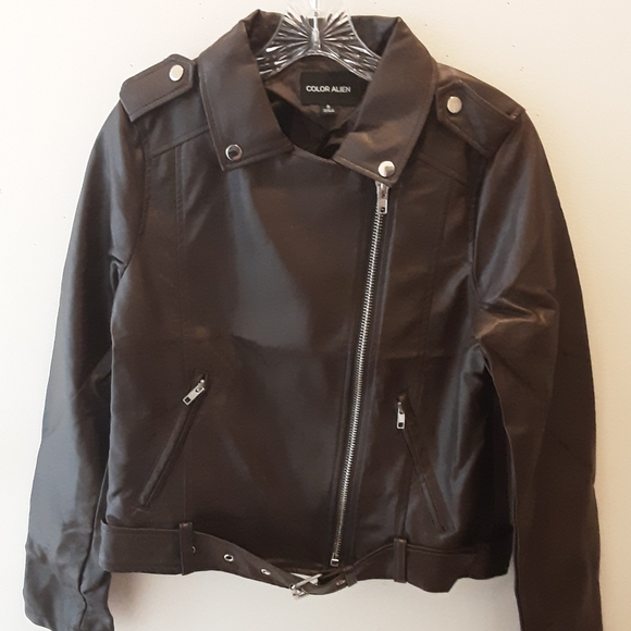 Color Alien Jackets & Blazers - New Women's Brown Motorcycle Jacket